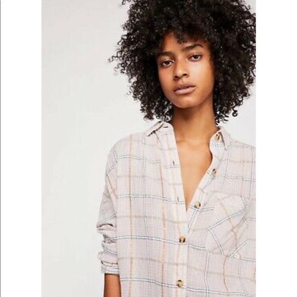 Free People Break My Stripe Plaid Shirt - Picture 5 of 6